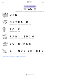 Aperçu de la feuille de travail imprimable Vote