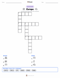 Europe printable worksheet preview