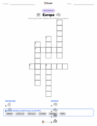 Vista previa de la hoja de trabajo imprimible de Europa
