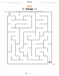 Europa afdrukbare werkblad voorbeeld