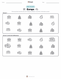 Europe printable worksheet preview