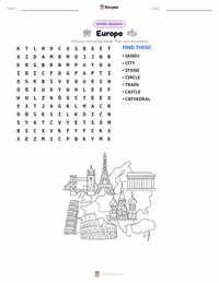Europe printable worksheet preview