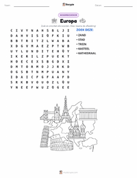 Europa afdrukbare werkblad voorbeeld