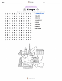 Podgląd drukowalnego arkusza ćwiczeń Europa