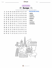 Prévia da folha de atividades imprimível Europa