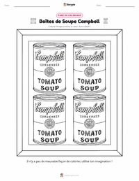 Aperçu de la feuille de travail imprimable Boîtes de soupe Campbell