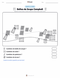 Aperçu de la feuille de travail imprimable Boîtes de soupe Campbell