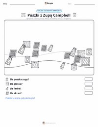 Podgląd drukowalnego arkusza ćwiczeń Puszki z zupą Campbell