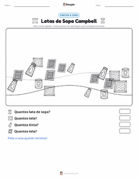 Prévia da folha de atividades imprimível Latas de Sopa Campbell