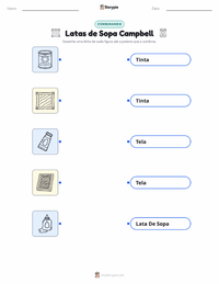 Prévia da folha de atividades imprimível Latas de Sopa Campbell
