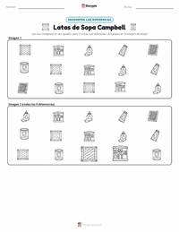 Vista previa de la hoja de trabajo imprimible de Latas de sopa Campbell