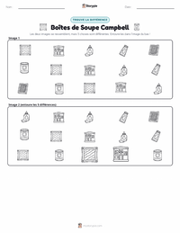 Aperçu de la feuille de travail imprimable Boîtes de soupe Campbell