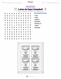 Vista previa de la hoja de trabajo imprimible de Latas de sopa Campbell