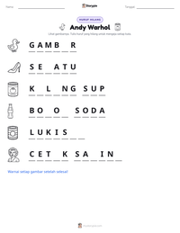 Prabaca lembar kerja cetak Andy Warhol