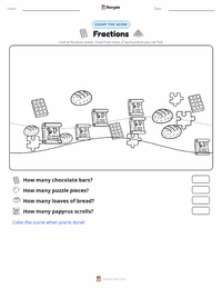 Fractions printable worksheet preview