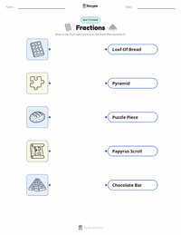 Fractions printable worksheet for kids