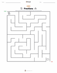 Fractions printable worksheet preview