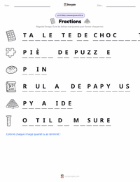 Aperçu de la feuille de travail imprimable Fractions