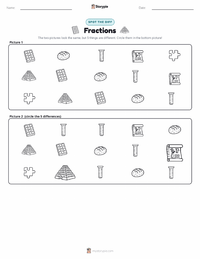 Fractions printable worksheet preview