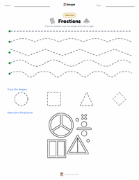 Fractions printable worksheet preview
