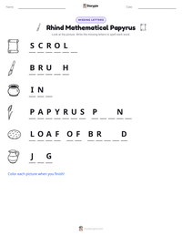 Rhind Mathematical Papyrus printable worksheet preview