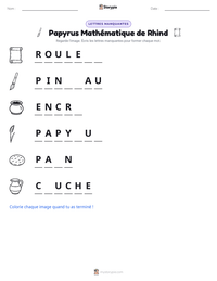 Aperçu de la feuille de travail imprimable Papyrus Mathématique de Rhind