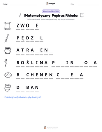 Podgląd drukowalnego arkusza ćwiczeń Matematyczny Papirus Rhinda