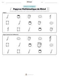 Aperçu de la feuille de travail imprimable Papyrus Mathématique de Rhind