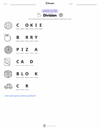 Division printable worksheet preview