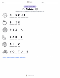Aperçu de la feuille de travail imprimable Division