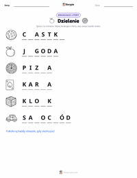 Podgląd drukowalnego arkusza ćwiczeń Dzielenie