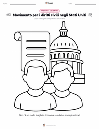 Pagina da colorare di Movimento per i diritti civili degli afroamericani per bambini
