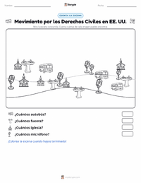 Vista previa de la hoja de trabajo imprimible de Movimiento por los Derechos Civiles en Estados Unidos