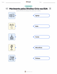 Folha de atividades imprimível Movimento dos Direitos Civis dos EUA para crianças