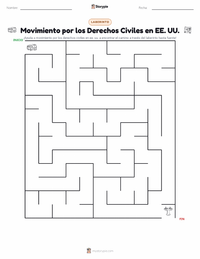 Vista previa de la hoja de trabajo imprimible de Movimiento por los Derechos Civiles en Estados Unidos