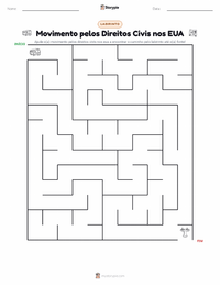 Prévia da folha de atividades imprimível Movimento dos Direitos Civis dos EUA
