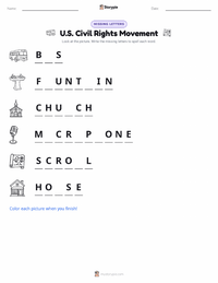 U.S. Civil Rights Movement printable worksheet preview