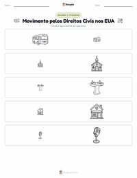 Prévia da folha de atividades imprimível Movimento dos Direitos Civis dos EUA