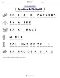 Aperçu de la feuille de travail imprimable Égyptiens de l'Antiquité