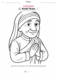 Halaman mewarnai Bunda Teresa untuk anak-anak