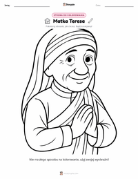 Strona do kolorowania Matka Teresa dla dzieci