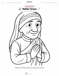 Rahibe Teresa çocuklar için boyama sayfası