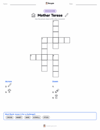 Mother Teresa printable worksheet preview