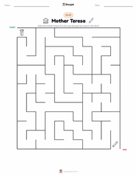 Mother Teresa printable worksheet preview