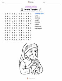 Aperçu de la feuille de travail imprimable Mère Teresa