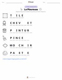 Aperçu de la feuille de travail imprimable La Femme qui pleure