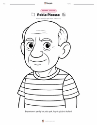 Pablo Picasso çocuklar için boyama sayfası
