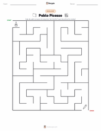Pablo Picasso afdrukbare werkblad voorbeeld