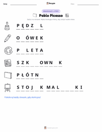 Podgląd drukowalnego arkusza ćwiczeń Pablo Picasso