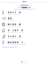 Cubism printable worksheet preview